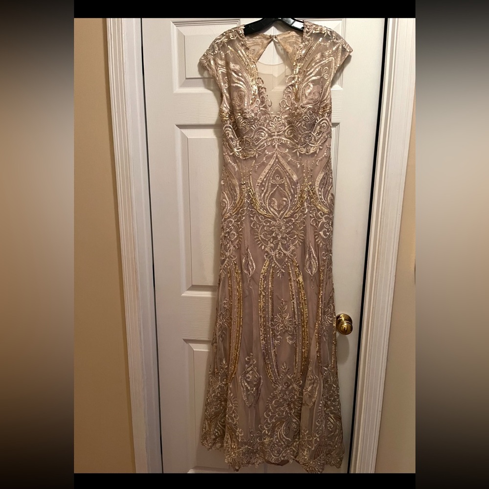 Mother of the bride dress- tan with sequins - Jade brand